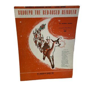 Rudolph The Red Nosed Reindeer Accordion Sheet Music 1949 Large Note Childrens E